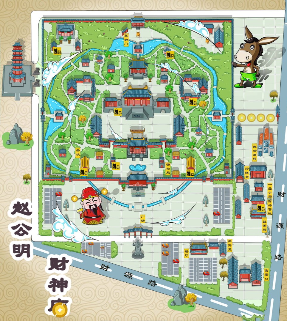 成武寺庙类手绘地图